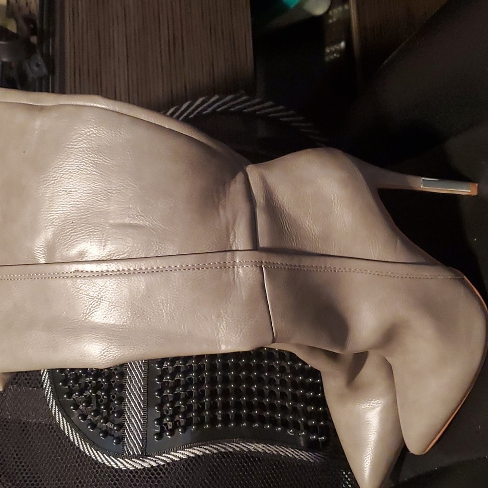 Lola WC Thigh high, taupe stilletto boot.